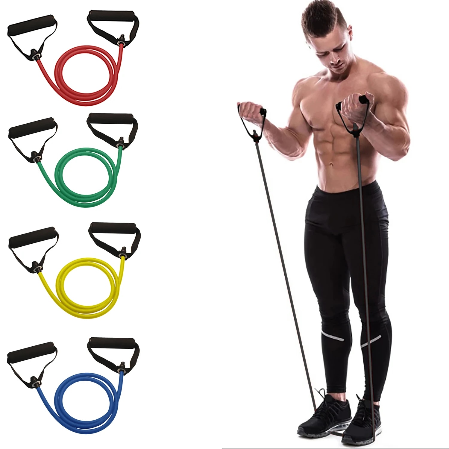 Home Gym Leg Press - Resistance Bands With Handles, Exercise Bands,