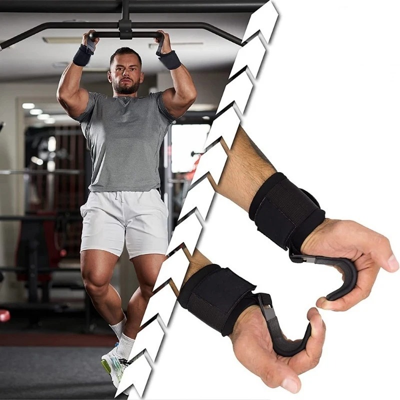 2Pcs Weight Lifting Hooks Non  - огляд і ціна Lifting Straps Wrist